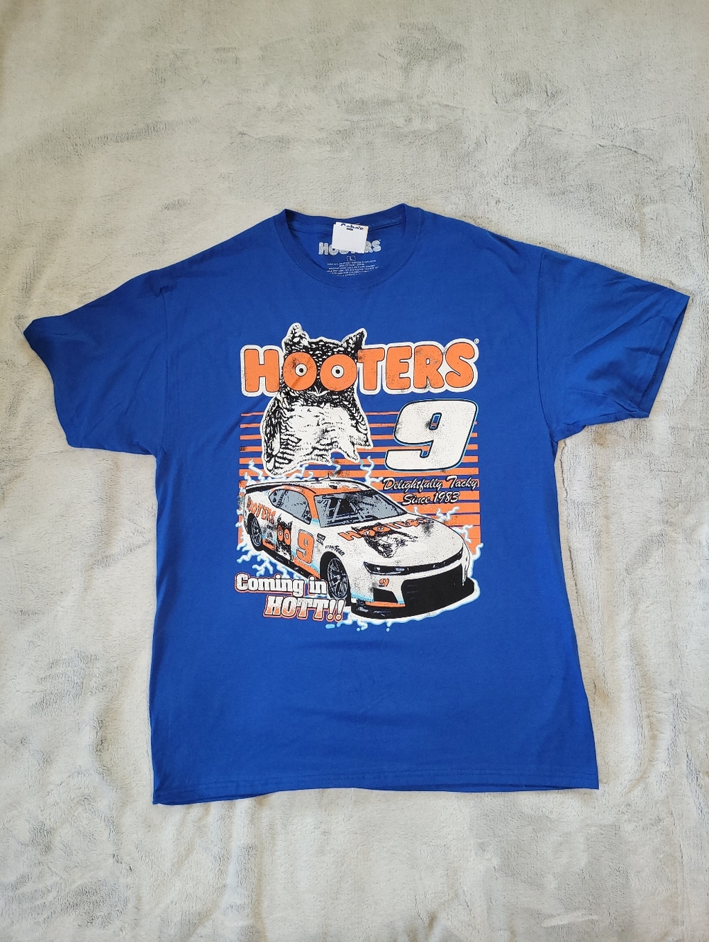 Chase Elliott #9 Hooters NASCAR Racing Mens Large Blue T-Shirt Unisex